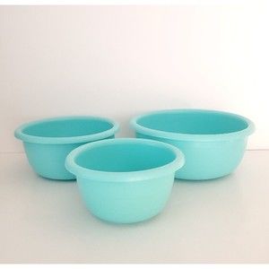 Set of 3 Gothamware BLUE Textured Nesting Mixing Bowls Hard to Find 1950s